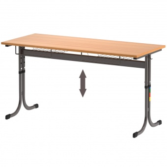 Zweierschülertisch, 130x55 cm (B/T), Platte: Melamin, ABS-Kante, höhenverstellbar, Zweierschülertisch, 130x55 cm (B/T), Platte: Melamin, ABS-Kante, höhenverstellbar,